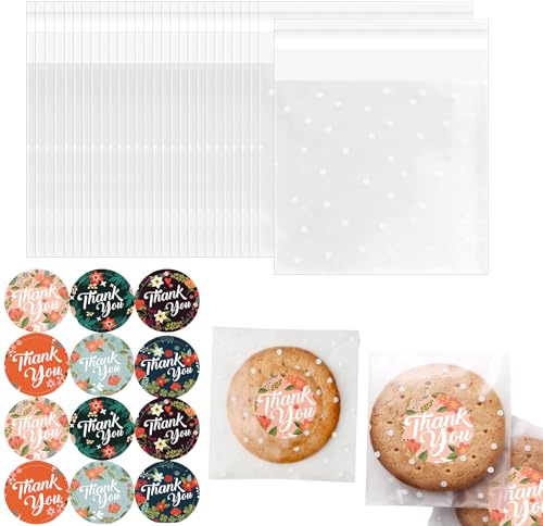 LTMMC 100 Pcs10cm *10 cm+4 Clear Cookie Bags Cellophane Self Seal Bags