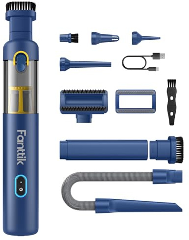 Fanttik Slim V8 Apex Aspirateur sans Fil pour Voiture,Haute Puissance D'aspiration 19000Pa,Charge Rapide USB-C 2,5 Heures,4 en 1 Aspirateur et Souffleur d'air et Pompe à Air et Pompe sous Vide (Bleu)