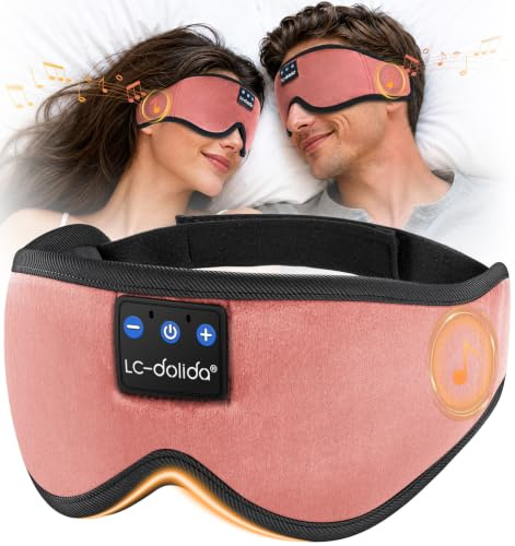 LC-dolida - Máscara de sueño con auriculares Bluetooth V5.4, máscara de noche inalámbrica puede jugar 15 horas auriculares de sueño Bluetooth para viajes, siesta, trabajo por correo