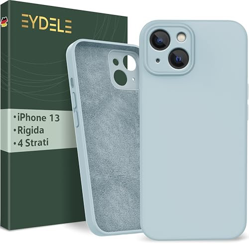 EYDELE Quadrupla Protezione per iPhone 13 - Case Rigido | Fodera in Microfibra | Custodia Silicone Anti Impronta - Cover Azzurro cielo