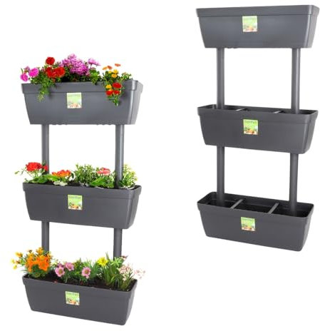 2X 3er Set Pflanzkübel mit Sichtschutz Pflanzkübel 100cm hoch Raumteiler hoher Blumentopf Sichtschutz Pflanzgefäß Pflanztopf Balkon Terrasse