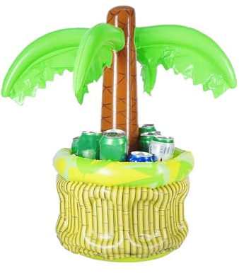 Aufblasbare Palme, 68cm hoch aufblasbare Palme, schwimmender Getränkekühler für Partys, Strand Themeparty Deko, Aufblasbarer Kokospalmen Eiswürfelfass für BBQs, Garten, Strand oder Festlichkeiten