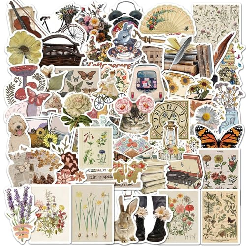 BSITSSS 100 Stück Sticker Aesthetic, Vintage Aufkleber, Niedlich Sticker Set, Stickers für DIY Scrapbook Zubehör Fotoalbum Tagebuch Notizbuch Scrapbooking