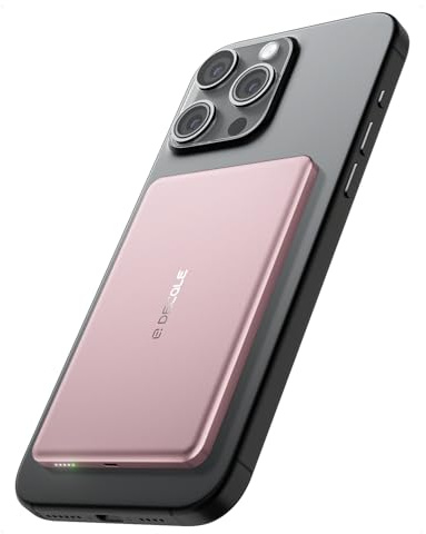 decqle “Air” Batterie Externe pour MagSafe 5000mAh Ultra Mince | Magnétique sans Fil Coque Rechargeable Batterie Externe, Uniquement pour Les Séries iPhone Air/17/16/15/14/13/12 (Rose)