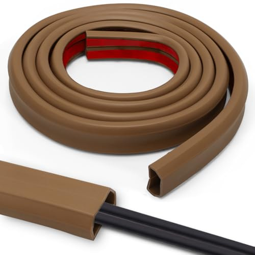 Kabelkanal brun självhäftande flexibel kabelskydd – 3 meter x 25 mm x 14 mm PVC kabelskydd golv för 2–4 kablar, för hem, kontor, skola, förråd