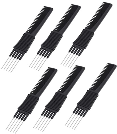 BIUDECO Peines Para Cardar Profesionales 6 Unidades Tamaño Estándar Multifunción Para Cabello Salón Peluquería Uso Diario Diseño Acero Inoxidable