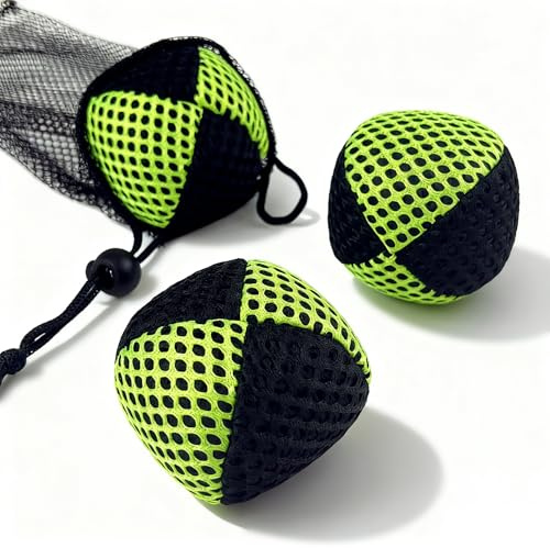 3 Packs Juggling Balls Set for Beginners and Adult, Black and Neon Green Juggling Bean Bags Durable Juggle Ball Kit Easy-to-Handle Mini Juggling Balls, Perfect for Learning, Fun, and Stress Relief