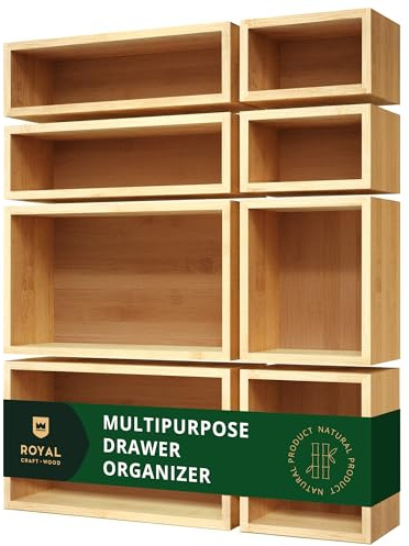 ROYAL CRAFT WOOD Bamboo Jewelry Organizer Box & Chests Set - Versatile Storage Solution for Makeup, Jewelry, and Bathroom Essentials (8 Boxes)