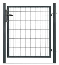 EASY CLOTURE Portillon grillagé en Acier galvanisé Maille 100 x 50 L 1m x H 1m00 Gris Anthracite - Porte de Jardin - Clôture de Jardin avec Serrure et poignée