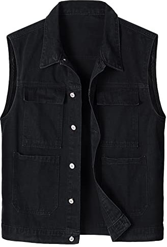 Btmpmcs Herren Ärmellose Denim Weste Classics Fashion Jeans-Weste Outdoor Freizeit Jacke Bikerweste Motorradweste Jeansweste für Männer Wandern Weste