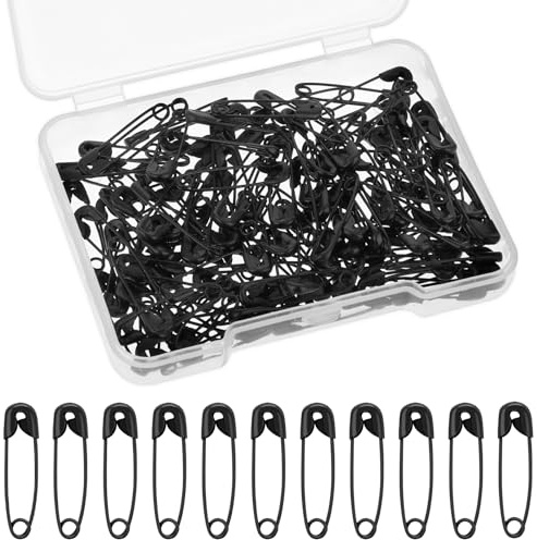 130 stycken mini säkerhetsnålar – små säkerhetsnålar i svart metall för kläder, hantverk, sömnad och smyckestillverkning (19 mm)