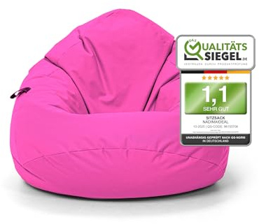 Nadimaideal Sitzsack Tropfenform Kastanie | Bodenkissen für Kinder & Erwachsene | Indoor & Outdoor | Gaming Sitzsack - Sitzkissen - Beanbag | Füllung EPS Perlen (Pink, XL-Durchmesser 77 cm)