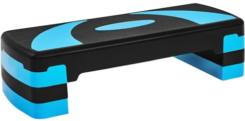 Yaheetech Step de Aeróbic para Fitness Stepper Fitness en Casa Tabla Plataforma Gimnasia Altura Adjustable（10,5/15/20 cm),Carga Máxima de 250 kg, Azul