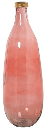 JARRÓN VIDRIO RECICLADO 75CM ROSA FILO DORADO_°25X75CM BOCA:°6CM