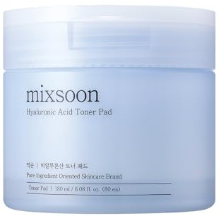 mixsoon Hyaluronic Acid Toner Pad – Dubbelsidiga ansiktspads med gelé & väv för omedelbar återfuktning, hyaluronsyra i flera lager för fuktfattig & känslig hud, lugnande uppfräschning, 80 st