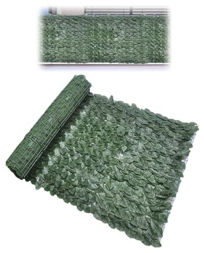 Rollos de cribado de hiedra artificial - valla de hojas artificiales, privacidad de jardín, rejilla decorativa al aire libre para patio trasero, balcón, cubierta de pared, divisor verde para el hogar
