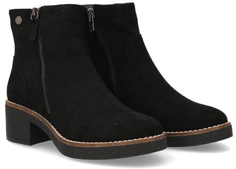 shoes&blues.es 96955 Botin para Mujer con Diseno Clasico Cremallera Lateral Decorativa, Tacon Ancho. Ideal Temporada de Otono Invierno. Negro Talla 39