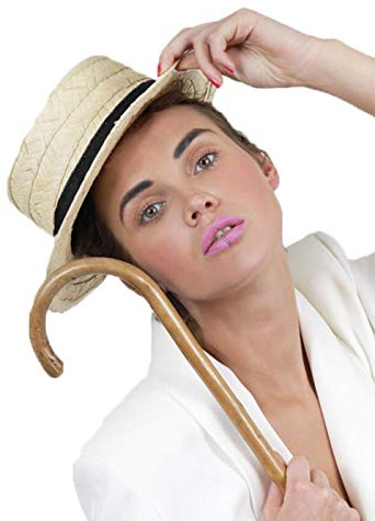 Magic Box Adult 1920s Straw Boater Hat with Black Band