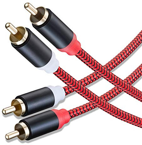 RCA Cable 8M,2Rca Male to 2-Rca Male Audio Stereo Subwoofer Cable [Hi-Fi Sound] Nylon-Braided Auxiliary Cord for Home Theater,Hi-Fi Systems,and more(25Ft/8M)