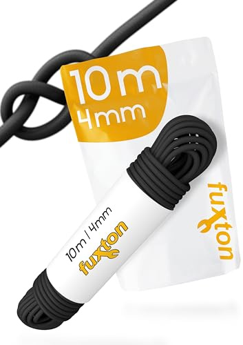 Fuxton® gummirep (4 mm x 10 m expanderrep, gummilina, bungee manchester marinblå, spänngummi metervara, svart
