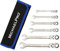 MichaelPro MP001157 - Juego de llaves combinadas con cabeza flexible métrica, 6 piezas, 8, 10, 12, 13, 17, 19 mm, con funda enrollable, cabeza de carraca flexible de 180 grados con extremo abierto