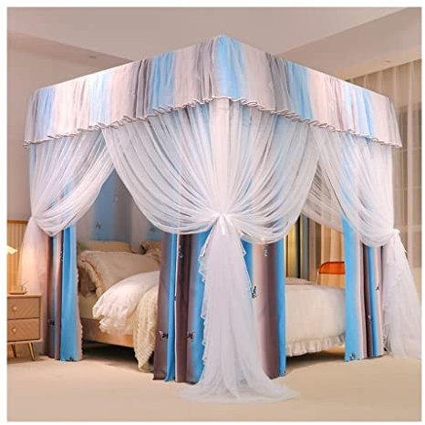 Betthimmel Bettmarkise for Schlafzimmer mit Doppelbett, verschlüsseltes Vorhanggarn ist Winddicht, staubdicht und Sonnenschirm, ganzjährig, Halterung aus Edelstahl ( Color : A2 , Size : 150X200X200CM