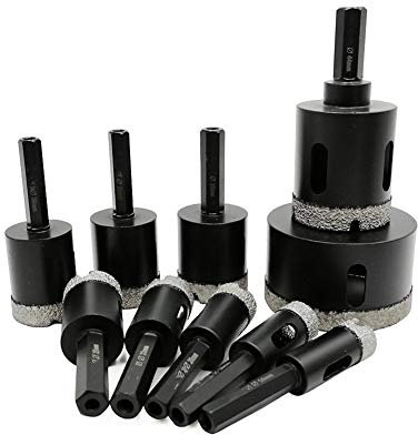 Herramientas 2pcs/set Sierra de agujero de taladro de diamante de vástago hexagonal seco para broca de núcleo de broca Baldosa de cerámica para brocas de perforación de núcleo de mármol de g