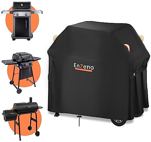 Enzeno Grillabdeckung wetterfest, Gasgrill Grillabdeckung Regendicht BBQ Grill schutzhülle Staubdicht Grill Abdeckplane für Weber, Brinkmann, Char Broil 105 x 49 x 102cm Schwarz…
