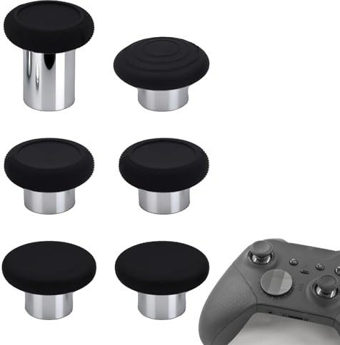 Baguettes de pouce en métal 6 en 1 de rechange pour manettes Xbox Elite Series 2, joysticks pour manettes Elite Series 2 Core et Elite Series 2 (noir)
