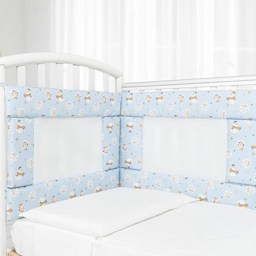 Babysanity Tour de Lit Hautement Respirant avec Système Baby Air Mesh Motif Bleu Transparent Unique