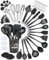 Czemo Utensili Cucina Silicone 44 Pezzi Set Mestoli Cucina Silicone Resistente al Calore Antiaderenti Utensili da Cucina con Secchio Portaoggetti, Lavabile In Lavastoviglie