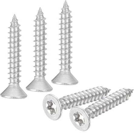 QUARKZMAN 40 Stück Senkkopf Torx Schrauben, M4 x 25mm Torx Holzschrauben, 304 Edelstahl, Selbstschneidend Spanplattenschrauben, Passend für T20 Bit, für Holz, Zäune, Terrassen (Silber)