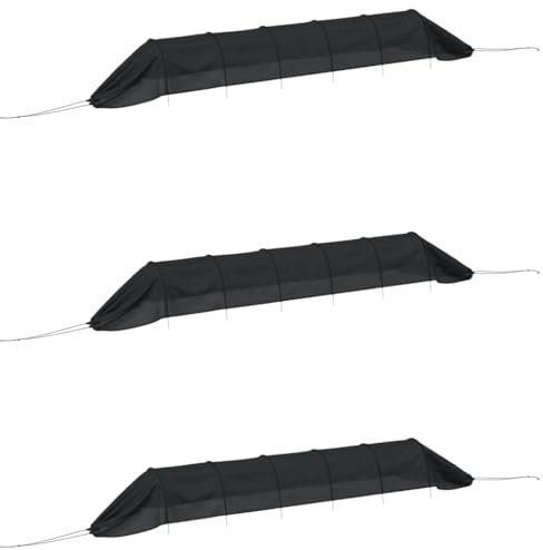 vidaXL Netztunnel 3 STK., Pflanztunnel mit 6 Metalldrähten, Folientunnel für Gemüse Pflanzen Blumen, Schutztunnel Frühbeet, Schwarz Stahl Polyethylen