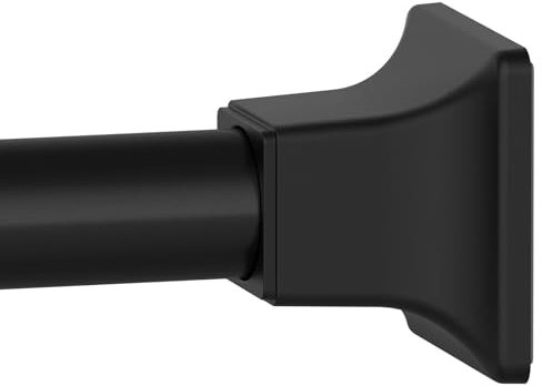 SMODBRODRE Black Shower Curtain Rod, Adjustable 32-80 Inch Tension Spring Curtain Rod No Drilling for Bathroom Kitchen, No Slip, No Rust