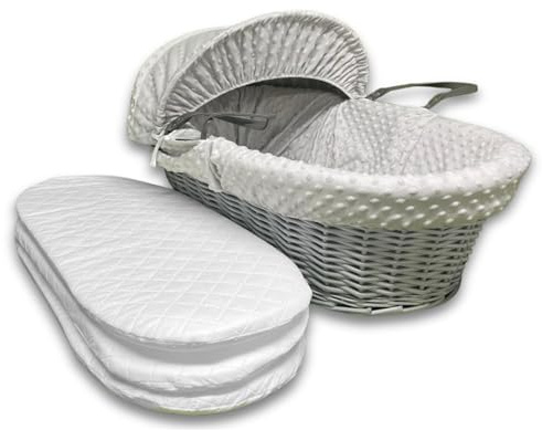 Crescent Textile Pack of 2 Moses Pram Basket Mattress Extra Thick Super Soft & Nursery Classic Foam Mattress Easy to Fit For Baby Pram Crib Bassinet Baskets Oval Shape Mattress (2, 74X28X4cm)