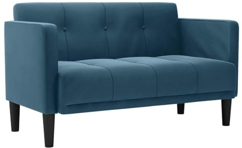 vidaXL Zweisitzer-Sofa Blau 111 cm Samt, 2-Sitzer-Sofa, Couch, Wohnzimmer-Sitzmöbel, Wohnzimmersofa, 2-Sitzer-Couch, Samtsofa