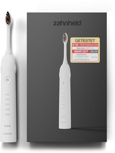 Zahnheld® Elektrische Schallzahnbürste GERO G2 | Bewährte Qualität mit Bürstenkopf & Etui | weiß