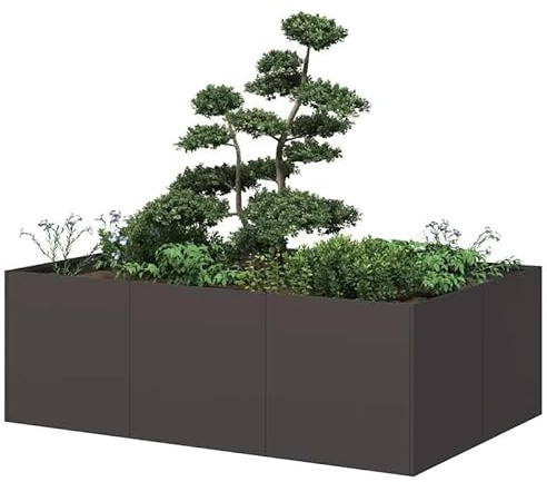 Eleganz Pflanzkübel aus kaltgewalztem Stahl 120x80x40 cm - Großer Pflanzcontainer für Garten, Terrasse und Balkon - Robust, wetterfest und langlebig