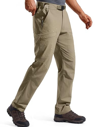 FREE SOLDIER Men's Outdoor Cargo Hiking Pants with Belt Lightweight Waterproof Quick Dry Tactical Pants Nylon Spandex (Mud 34W/30L)