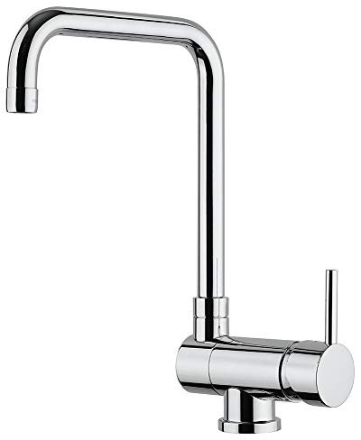 Paini – Rubinetto Miscelatore Monocomando Cucina, Lavello, Cromato, Leva laterale con bocca alta orientabile ad angolo, sottofinestra , Design moderno, interamente prodotto e lavorato in IT
