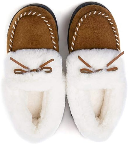 RockDove Women's Trapper Moc Memory Foam Slipper, 6.5-7.5, Chestnut