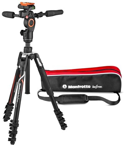 Manfrotto Befree Advanced 3-Way, Treppiede da Viaggio in Alluminio, Cavalletto con Chiusura a Leva, Testa Fluida a 3 Vie, per Fotocamera Sony Alpha, Portata 6 kg, con Borsa da Trasporto, MKBFRLA-3W