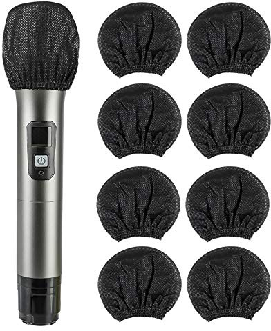 buluker 200 Pcs Disposable Microphone Cover Non-Woven Handheld Microphone Windscreen Protective Cap for Recording Room, KTV and Any Shared Environment (Black)