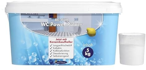 AQUA CLEAN PUR WC Power Pulver 5 kg – WC Reiniger mit Aktivschaum, Kalk- & Urinsteinentferner, Keramikaufheller, kaltaktiv
