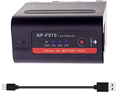 SLODA NP-F970 NP-F980 Batterie de Remplacement pour Vidéo Numérique Compatible avec Sony DCR-VX2100, DSR-PD150, DSR-PD170, FDR-AX1, HDR-FX1, HDR-FX7, HDR-AX2000 (1 Pack 7800mAh)