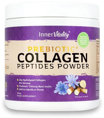 Prebiotic Collagen Powder - 420g Hydrolysed Bovine Collagen Peptides with Prebiotics for Gut Health & Skin, Collagen Powder for Woman & Men by Inner Vitality