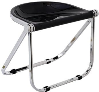 Xcello Klapphocker, Stabiler Campinghocker, Stark Tragender Kunststoff Und Metall, Modischer Moderner Klapphocker Für Make-up-Foto-Schlafzimmer(glänzend Schwarz)