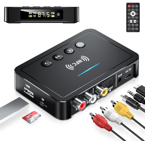 Beedove Émetteur Bluetooth, Adaptateur Récepteur Transmetteur Bluetooth 5.0 3 en 1, FM Voiture Audio 3,5mm Jack HiFi,RCA/AUX/Optique/Coaxial pour TV/PC/Système Stéréo/Casque/Haut-parleurs