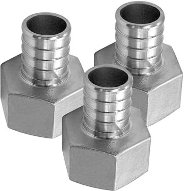 Fitvell Confezione da 3 raccordi a crimpare PEX 3/4 x 3/4 NPT filettatura femmina in acciaio inox