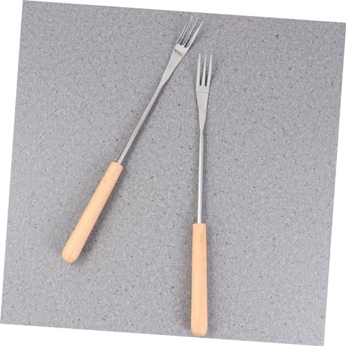 Garneck 6stücke Edelstahl Fonduegabeln Mit Holzgriff Für Fleisch Käsefondue Dessert Obst Grill Picknick Camping Küche Werkzeug
